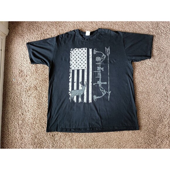 American Flag T-Shirt Men's 2XL Black Short Sleeve - Picture 1 of 7